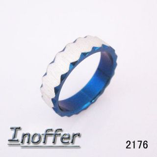 Fashion Stainless Steel Gear Blue Charm Ring IdI2176 US Size6 7 8 9