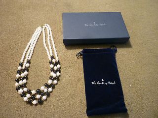 THE DANBURY MINT THREE STRING BLACK AND WHITE PEARL NECKLACE NEW IN
