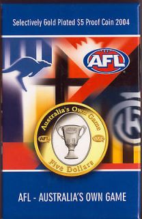 2004 Australian AFL Selectively gold plated $5 Proof **