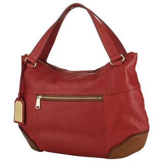 328 Ralph Lauren Cap DAntibes Red Leather Satchel Tote Bag Handbag