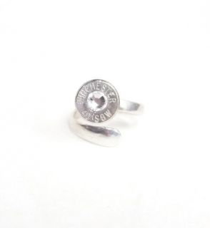 40 S&W Nickel Sterling Silver Adjustable Bullet Ring