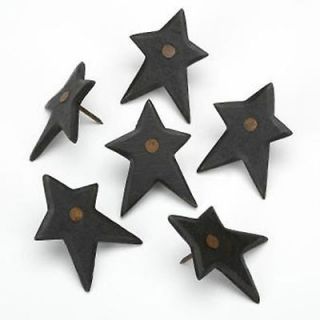 Black Primitive Country Decorative Medium Wooden Star Nails Set of 6