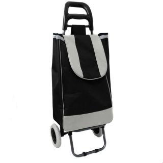 Easy Rolling Lightweight Collapsible Shopping Cart   Black