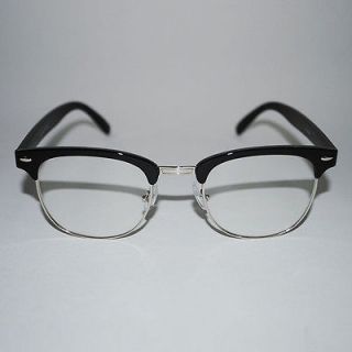 NEW 50s 60s Rockabilly Nerd Horn Rimmed Clear Lens Glasses Black