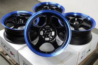 15 Blue Wheels Rims 4x100 Prelude Accent Miata Cooper Lancer Corolla