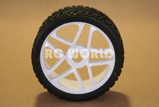 RC 1 8 CAR BUGGY TRUCK TIRES WHEELS RIMS PACKAGE WHITE 5 STAR STREET
