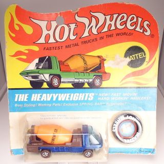 1970 Hot Wheels Redline Heavyweights Cement Mixer Blue Blisterpack BP