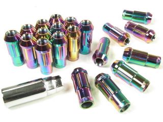Drag Wheels Aluminum Extended Open Ended Tuner Lug Nuts Neo Chrome