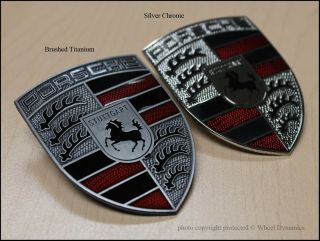 Porsche Titanium Hood Crest Badge Black Chrome 993 996 997 911 991 981