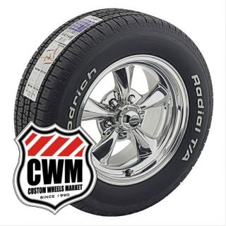  Polished Aluminum Wheels Rims Tires 235 60R15 for Chevy Laguna 73 76