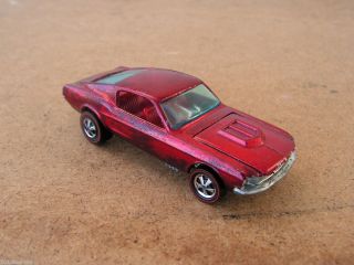 1967 DTD Hot Wheels Custom Mustang Red Red Line Car