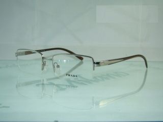  Price PRADA VPR 57I 7JQ 1O1 BROWN Half Rim Eyeglasses Frames Size 51