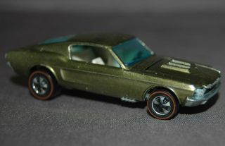 Vintage Hotwheels 1968 Redline Custom Mustang White Interior Green