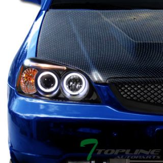 BLACK DRL LED HALO RIMS PROJECTOR HEAD LIGHTS LAMPS SIGNAL 2001 2003