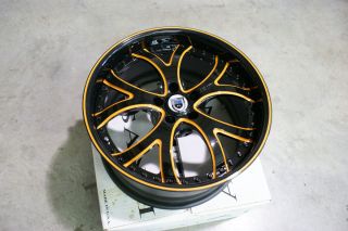 19 asanti AF143 143 Lambo Black Orange Wheels Rims 3 Piece