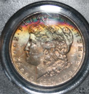1884 O Morgan Dollar PCGS MS62 Rainbow Toned Magnificant Color