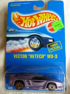 1991 Hot Wheels Vector Avtech WX 3 Car Collector 207 New Model