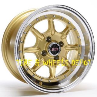 16 INCH STR504G GOLD/MACHI RIMS AND TIRES 4X100 ACCORD CIVIC FIT