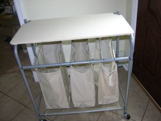 Laundry Hamper 3 Canvas Compartment Sorter W