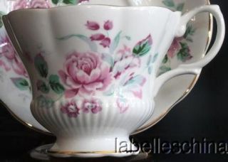  Albert Teacup and Saucer Pretty Mauve Pink Roses flaw on saucer rim
