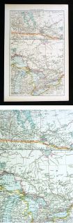 1896 Times Atlas Map   Canada Ontario Great Lakes Miichigan Manitoba