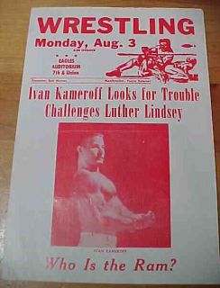 Wrestling Program 1950s Seattle Ivan Kameroff
