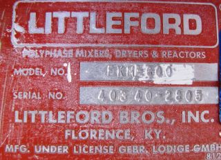 Littleford Day Stainless Steel Jacketed Mixer FKM 600D 2Z