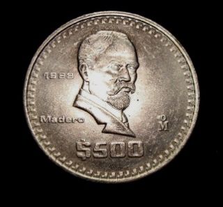 Mexican 1988 Madero $500 Pesos Estados Unidos Mexicanos Coin Nice A