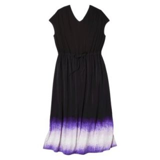Pure Energy Womens Plus Size Cap Sleeve V Neck Maxi Dress  Black/Purple X