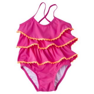 Circo Infant Toddler Girls Ruffle 1 Piece Swimsuit   Pink 5T