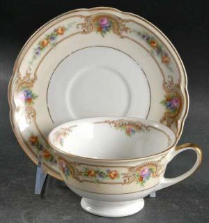 Black Knight Blk1 Footed Cup & Saucer Set, Fine China Dinnerware   Florals In Br