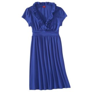 Merona Womens Cap Sleeve Ruffle Dress   Uniform Blue   XS