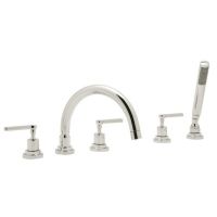 Rohl A2214XM APC Lombardia Lombardia 5 Hole Deck Mount Bath Mixer with C Spout,