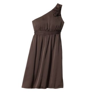 TEVOLIO Womens Satin One Shoulder Rosette Dress   Brown   12