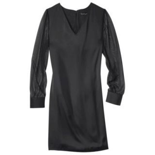 TEVOLIO Womens Shift Dress w/Sheer Sleeve   Black   6