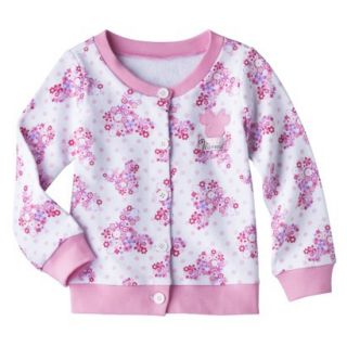 Disney Minnie Mouse Infant Toddler Girls Floral Cardigan   White/Pink 3T