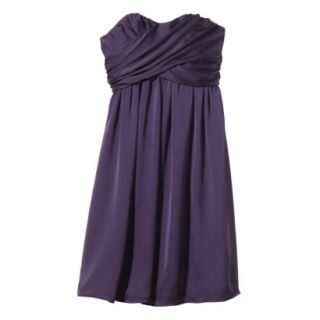TEVOLIO Womens Satin Strapless Dress   Shiny Plum   2