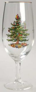 Spode Christmas Tree Green Trim 16oz Glassware Goblet, Fine China Dinnerware   N