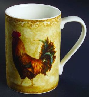 222 Fifth (PTS) Rustic Roosters (Square Shape) Mug, Fine China Dinnerware   Vari