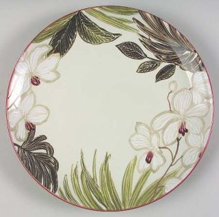 222 Fifth (PTS) Moyobamba Dinner Plate, Fine China Dinnerware   White Floral,Gre