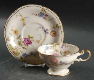 Shenango Sunnyvale Gold (Gold Trim) Footed Cup & Saucer Set, Fine China Dinnerwa