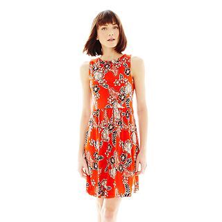 JOE FRESH Joe Fresh Sleeveless Boatneck Print Dress, Red