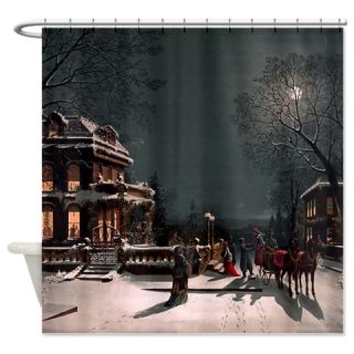 CafePress Vintage Victorian Christmas Night Scene Shower Cur Free Shipping! Use code FREECART at Checkout!