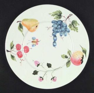Presenttense Della Robbia Salad Plate, Fine China Dinnerware   Watercolor Fruits