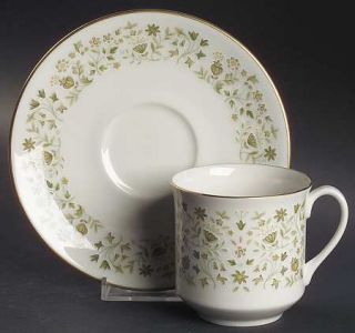 Royal Doulton Westfield Flat Cup & Saucer Set, Fine China Dinnerware   Small Gre