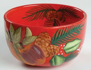 Festivale Coupe Soup Bowl, Fine China Dinnerware   Fruit,Holly,Pine Needles On R
