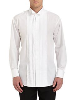 Tuxedo Collar Formal Cotton Shirt   White