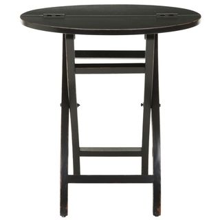 Safavieh York Black Round Folding Table (Black frame with brown topMaterials: WoodFinish: BlackDimensions: 23.8 inches high x 22 inches wide x 18 inches deep )