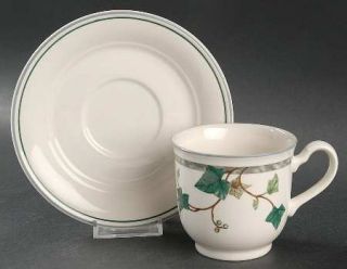 Noritake Ivy Lane Footed Cup & Saucer Set, Fine China Dinnerware   Keltcraft, Gr