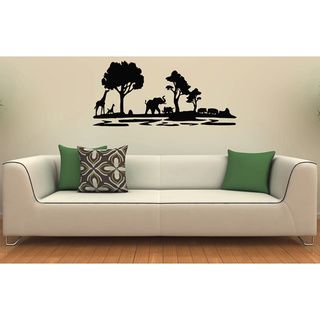 African Safari Animals Vinyl Wall Decal (Glossy blackEasy to applyDimensions 25 inches wide x 35 inches long )